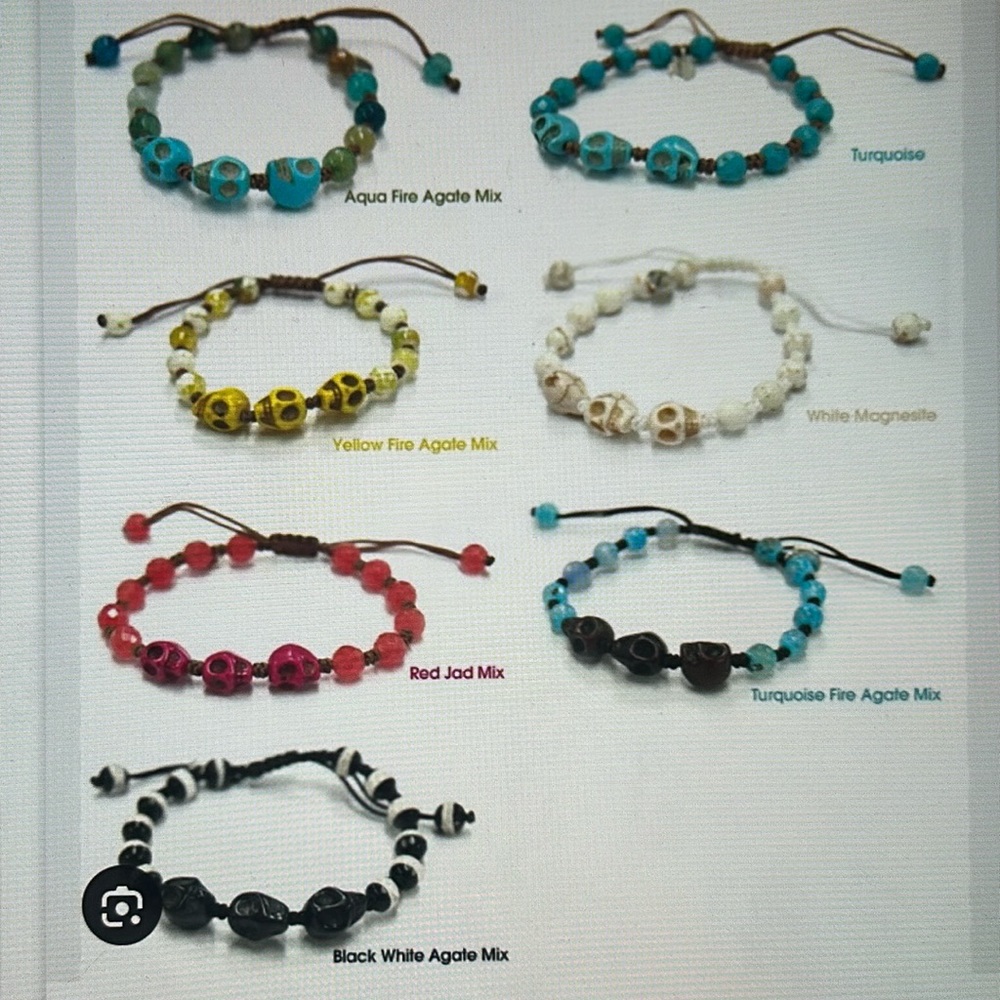 Chan Luu Fire Agate Skull single bracelet .925 silver charm..
